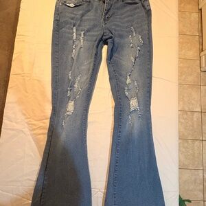 Woman’s skinny flare leg